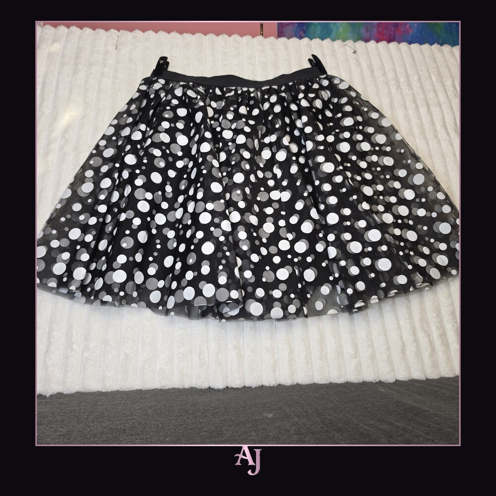 Lane Bryant Women's Size 18/20 Black Polka Dot Tulle Skirt